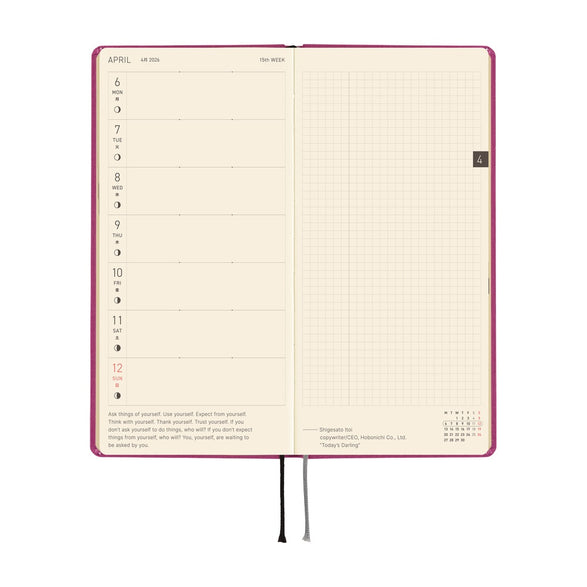 2026 Hobonichi Techo Weeks  Planner: Peony Purple