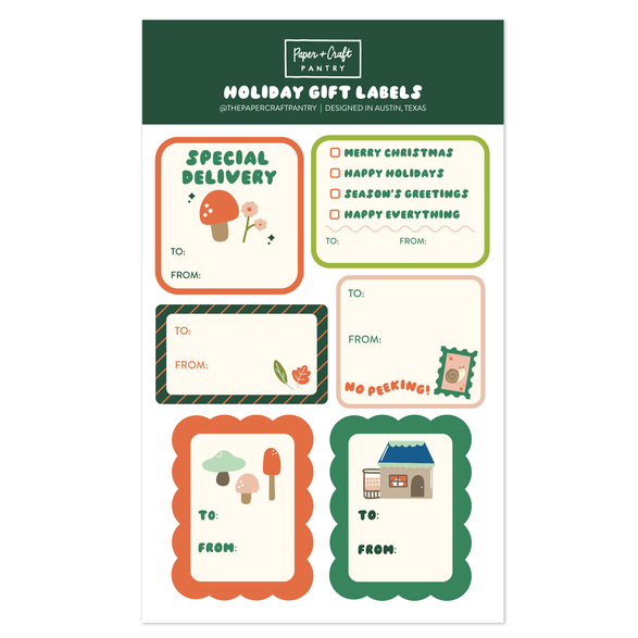 Holiday Gift Tag Sticker Labels (2 sheets)