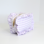 Purple Gingham Ruffle Pouch