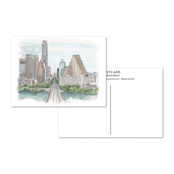 Austin Watercolor Postcard: Congress Avenue Daytime