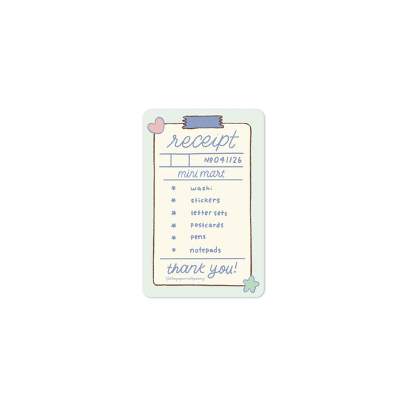Stationery Mini Mart Receipt Vinyl Sticker