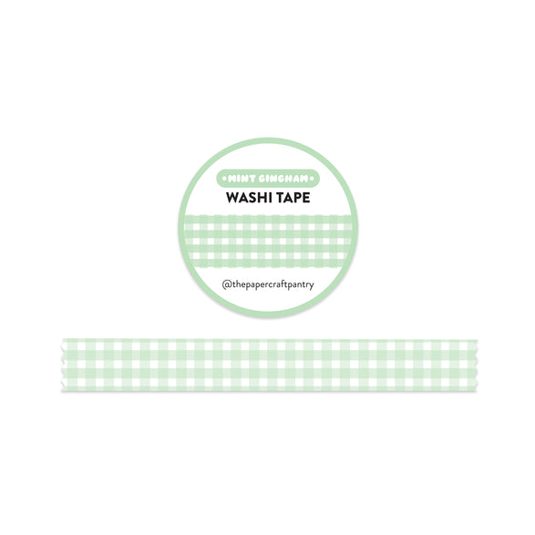 Mint Gingham Washi Tape - 15mm