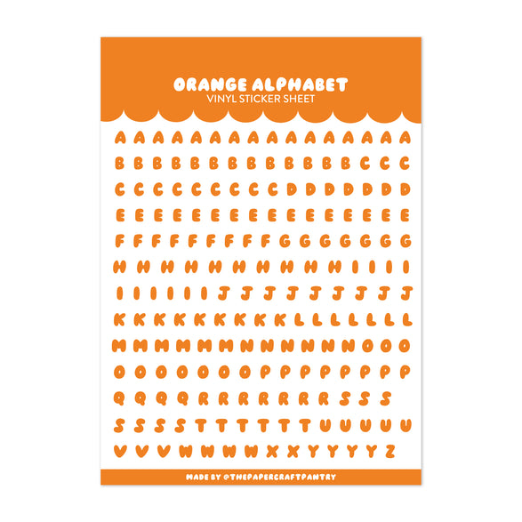 Orange Alphabet Sticker Sheet