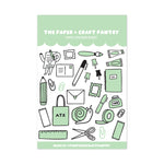 Paper + Craft Stationery Doodles Vinyl Sticker Sheet