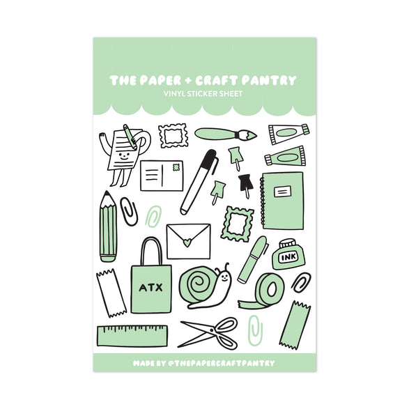 Paper + Craft Stationery Doodles Vinyl Sticker Sheet