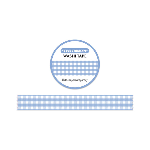 Periwinkle Blue Gingham Washi Tape - 15mm
