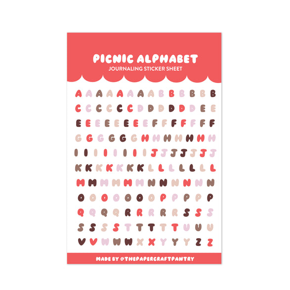 Picnic Alphabet Vinyl Sticker Sheet