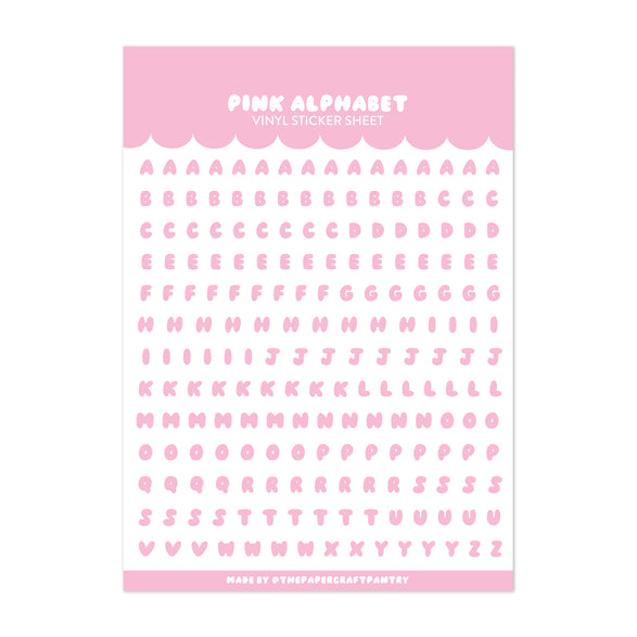 Pink Alphabet Sticker Sheet
