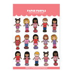 Pink + Red Paper People Sticker Sheet