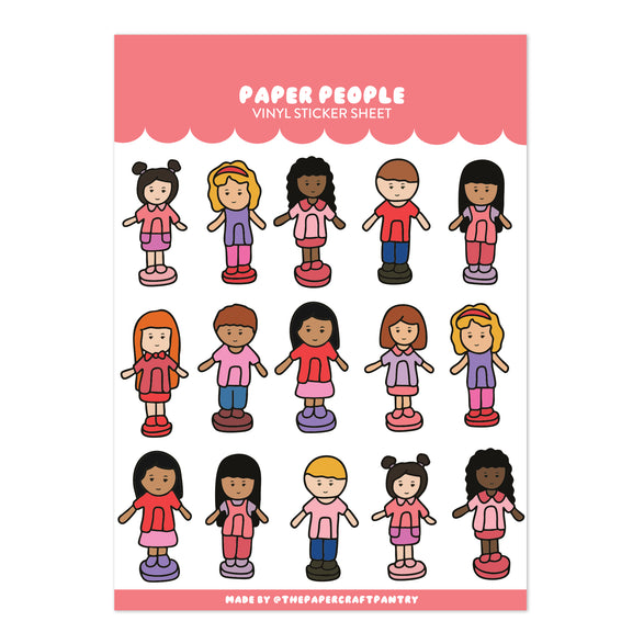 Pink + Red Paper People Sticker Sheet