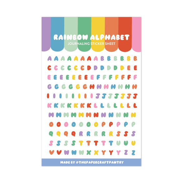 Rainbow Alphabet Vinyl Sticker Sheet