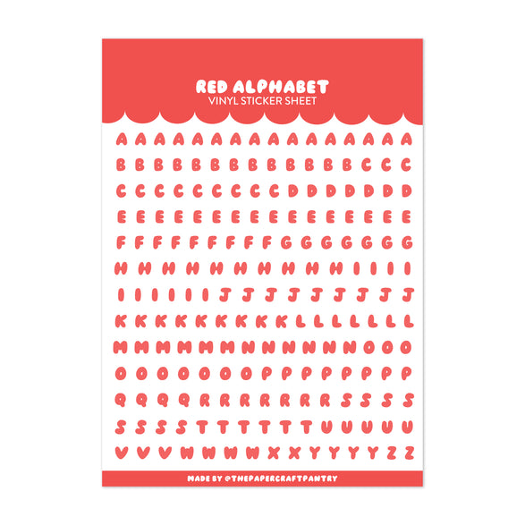 Red Alphabet Sticker Sheet
