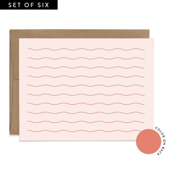 Red Squiggle Flat Notecard Set