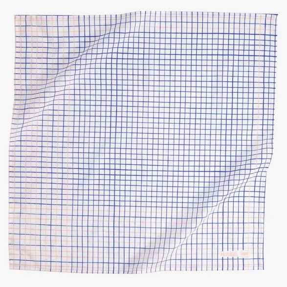 Silk Screened Bandana - Blue + White Notebook Paper