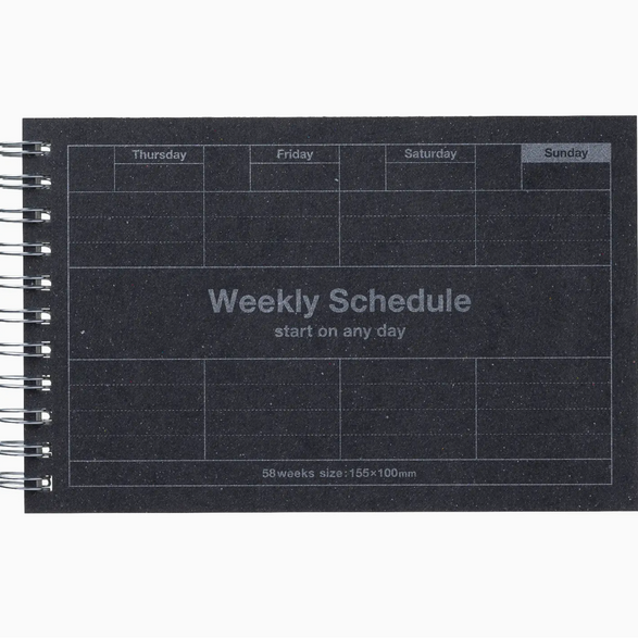 Undated Weekly Spiral Planner - Black