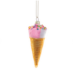 Sprinkle Pink Ice Cream Cone Ornament