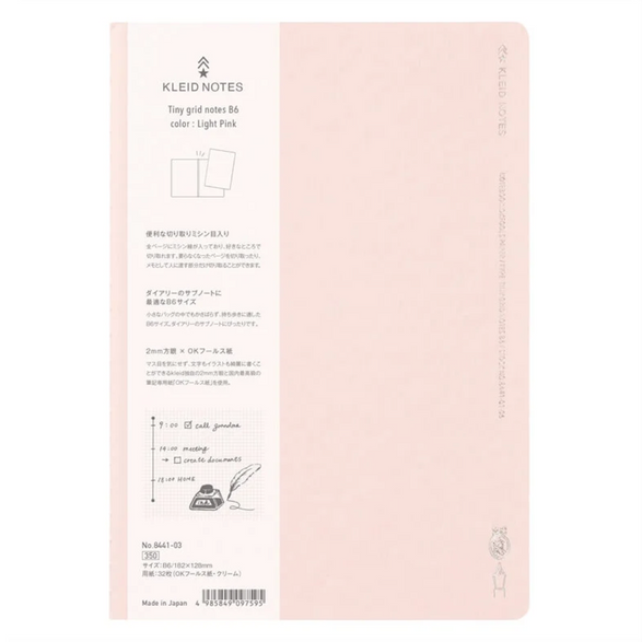 B6 Tiny Grid Pink Notebook - Graph Paper