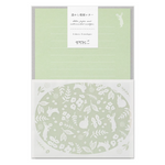 Japanese Green Floral + Bunny Letter Set
