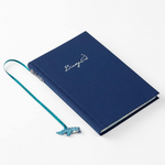 Linen Diary with Embroidered Bookmark - Whale Shark