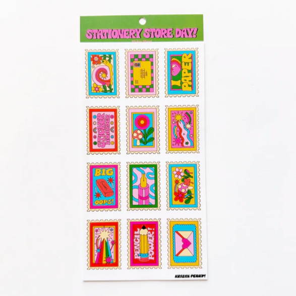 Stamp Pattern Stationery Store Day Sticker Sheet