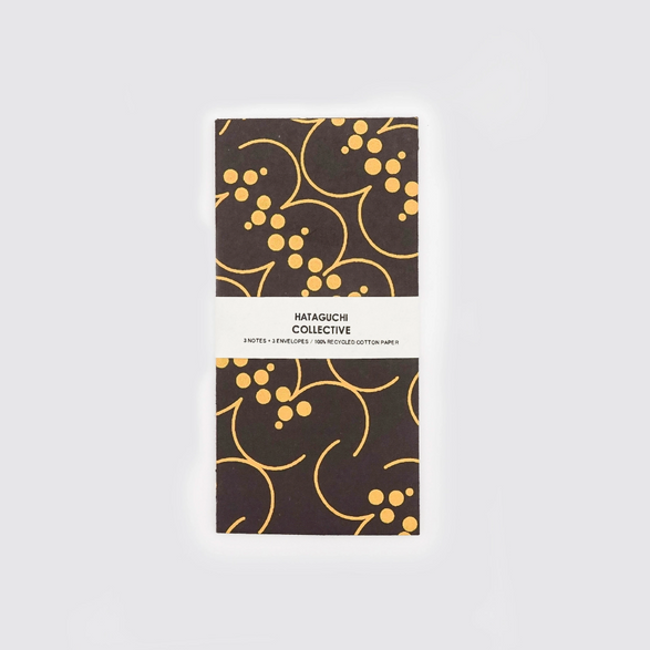 Japanese Handmade Paper Notecard Set - Black + Yellow
