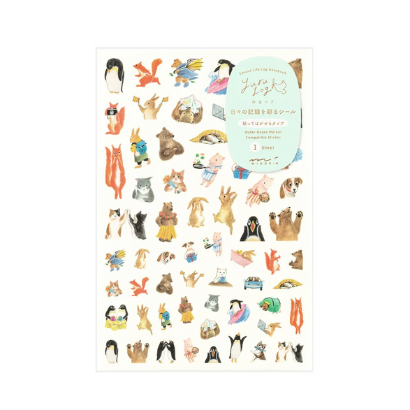 Animal Yuru Log Sticker Sheet