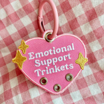 Pink Emotional Support Embroidered Keychain