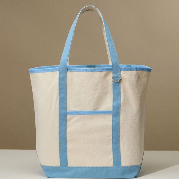 Large Canvas Everyday Tote: Light Blue
