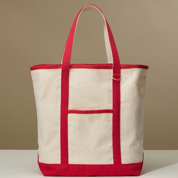 Large Canvas Everyday Tote: Red