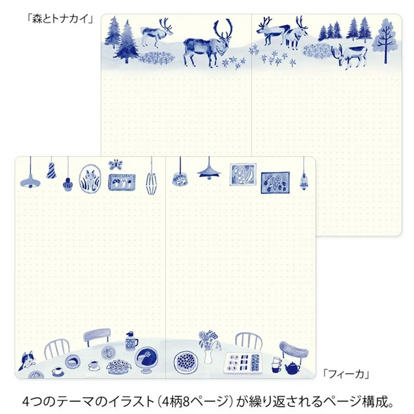Dot Grid Midori Yuru Notebook (B6) - Blue + White Icons