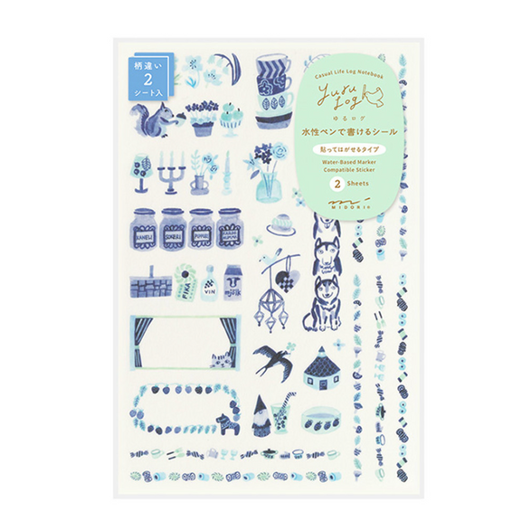 Blue + White Icons Yuru Log Sticker Sheet