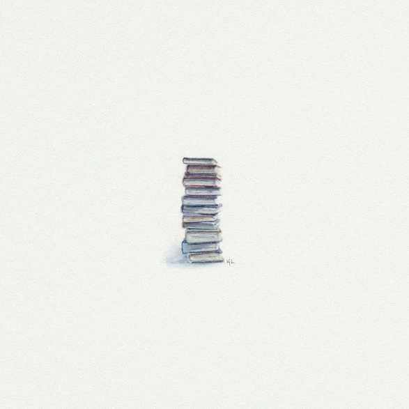 5x5 Art Print: Mini Stack of Books