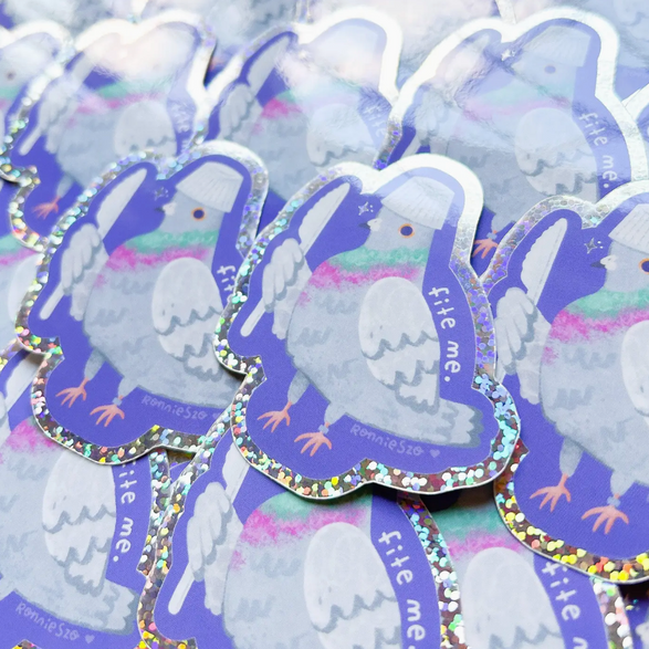 Fite Me Pigeon Sticker