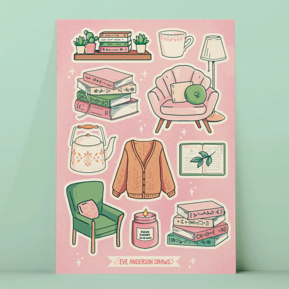 Cozy Reading Sticker Sheet
