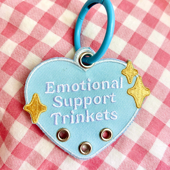 Blue Emotional Support Embroidered Keychain