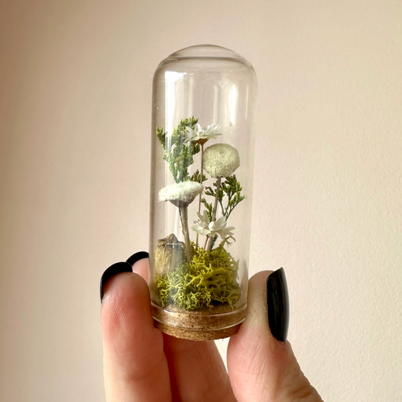 White Fairy Garden Glass Terrarium