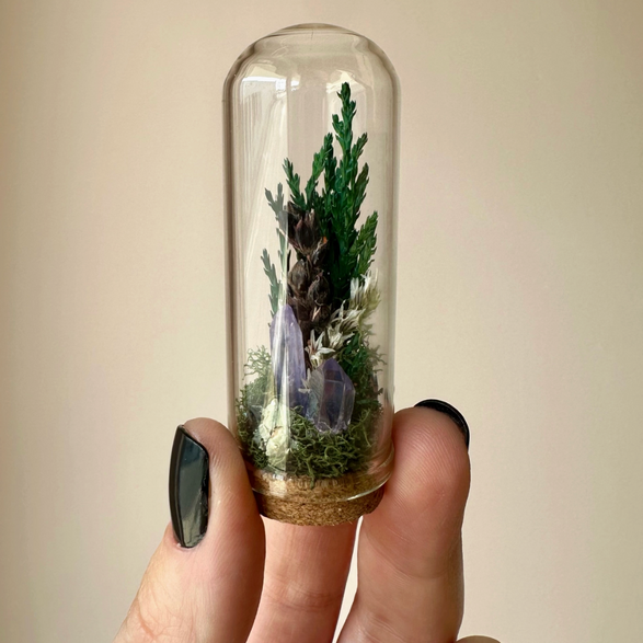 Purple Crystal Glass Terrarium