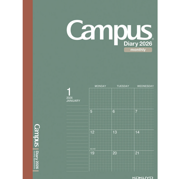 2026 Kokuyo Monthly Planner: Green