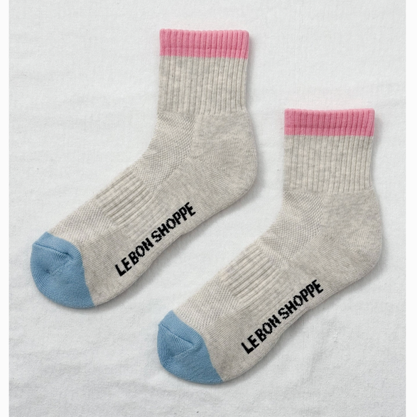 Grey Pink Girlfriend Socks