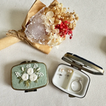 Mini Embroidered Trinket Case - White Roses