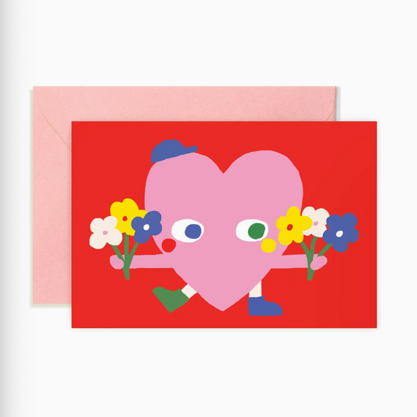 Heart Holding Flowers Mini Card