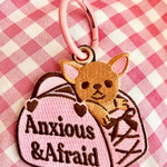 Anxious and Afraid Dog Embroidered Keychain