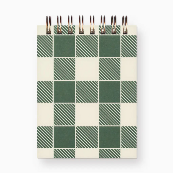 Blank Mini Notebook: Green Gingham