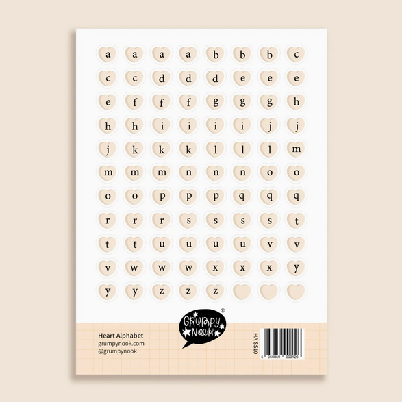 Alphabet Hearts Sticker Sheet
