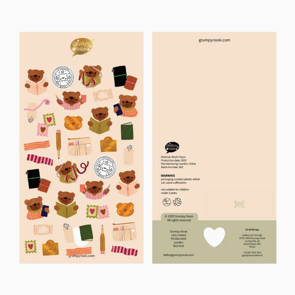 Reading Bear Sticker Sheet