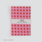 Japanese Handmade Paper Small Note Card Set - Grid Cherry