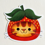 Strawberry Orange Cat Sticker