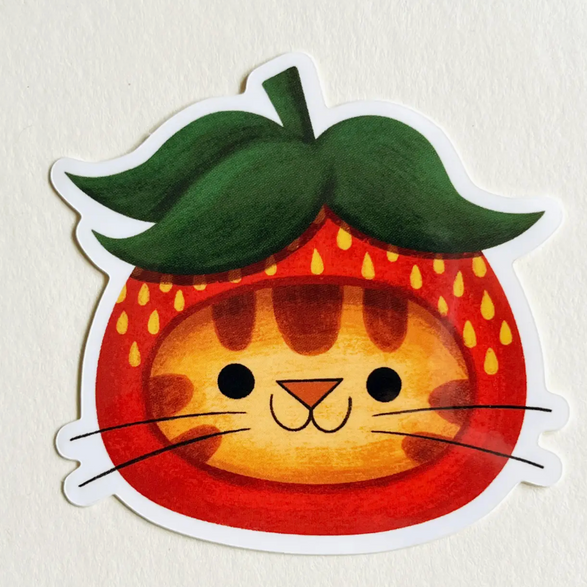 Strawberry Orange Cat Sticker