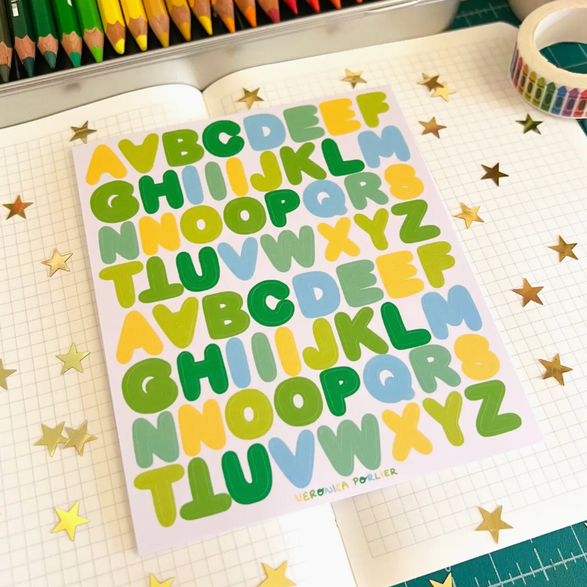 Frog Alphabet Sticker Sheet