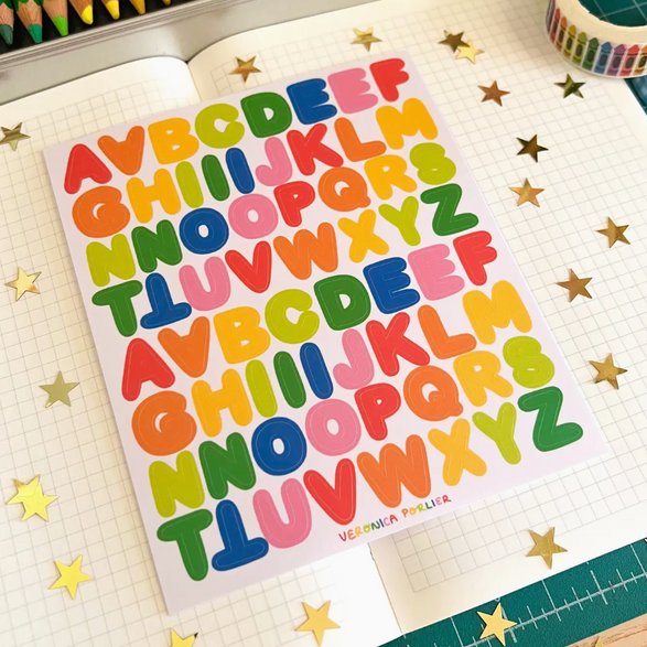 Rainbow Alphabet Sticker Sheet
